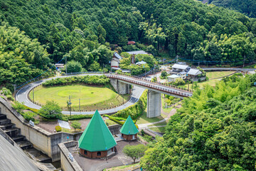 夏の鳴淵ダムから見下ろした景色　福岡県篠栗町　Scenery overlooking from...