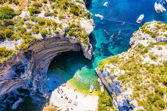 Scenic landscape about Stiniva bay in vis island
