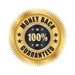 100% Money back Guaranteed, trust badge vector design, money back logo design, money back guaranteed