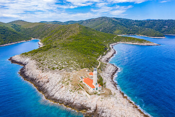 Lighthouse Stoncica on island Vis, Splitsko-Dalmatinska, Croatia, Adriatic sea