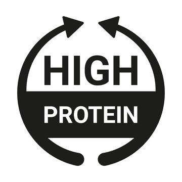 High Protein Sign. Food And Diet Icon To Denote High Protein Content. Arrow Symbol For Products. Vector