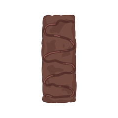 Chocolate Muesli Bar, a healthy homemade snack made from cereals and chocolate. An organic dessert for vegans. Sports nutrition. Vector isolated on white background.