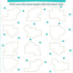  A game for children. Paint over the same shapes with the same color. Development of attention, memory and thinking