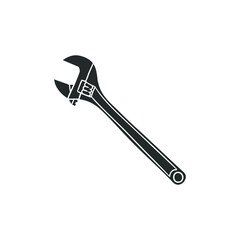 Wrench Icon Silhouette Illustration. Industrial Tool Vector Graphic Pictogram Symbol Clip Art. Doodle Sketch Black Sign.
