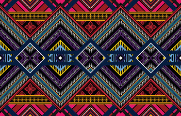 Geometric ethnic pattern vector background. seamless pattern traditional,Design for background, wallpaper, Batik, fabric, carpet, clothing, wrapping, and textile. Colorful ethnic pattern illustration.