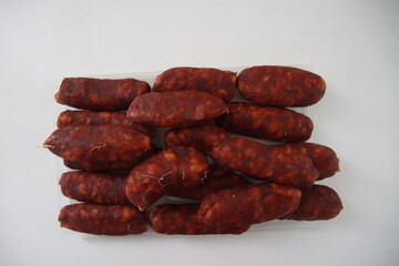 Curated ham on white background