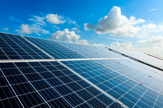 Smooth Solar Panels And Beautiful Sky Landscape In China