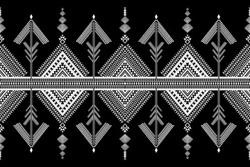 Ethnic geometric black and white seamless pattern