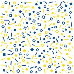 Yellow and blue geometric squares, zigzag background. Abstract pattern background. Shapes pattern. Colorful wrapping paper.