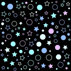 Colorful geometric stars, circles background. Abstract pattern background. Shapes pattern. Colorful wrapping paper.
