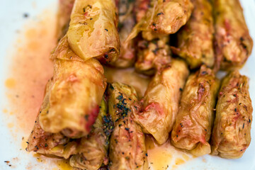 Sarmale, traditional Romanian food, selective focus