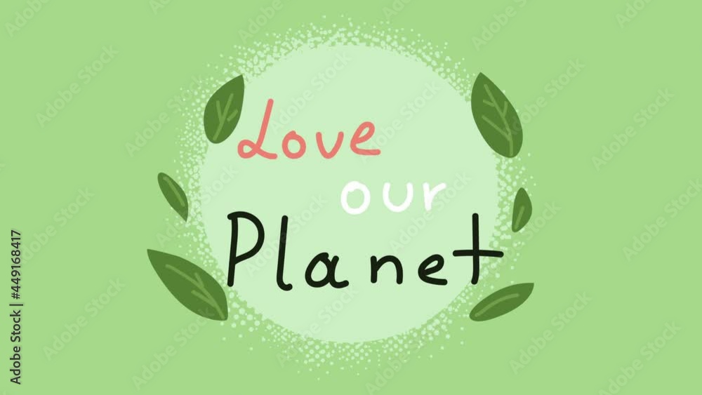 Sticker save our planet ecology lettering animation