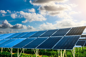 Clean solar panels and beautiful natural landscape in China