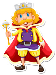 King with red robe cartoon character sticker