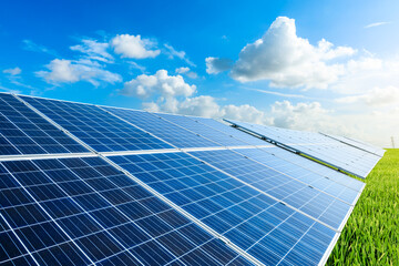 Clean solar panels and beautiful natural landscape in China