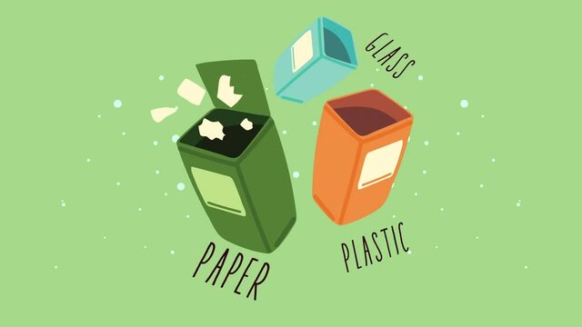 recycle waste bins ecology animation