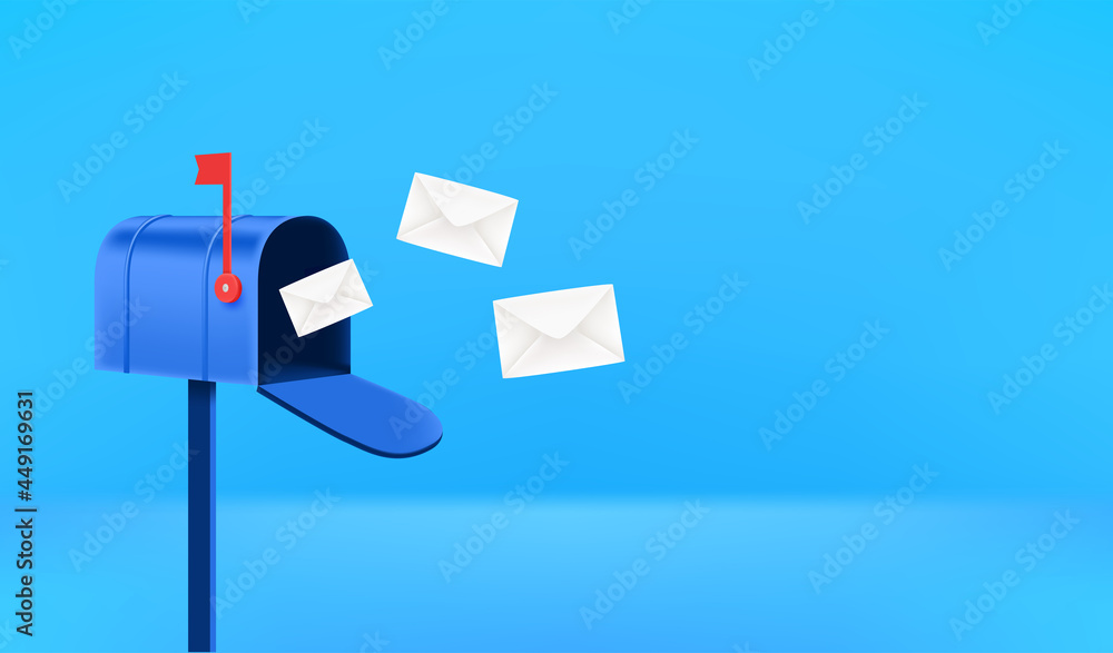 Poster receiving mail concept. horizontal banner with copy space