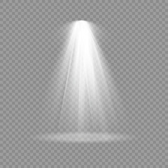 Set of white spotlight, projector light effect.