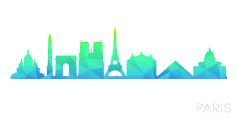 Paris, France Low Poly Skyline Clip Art City Design. Geometric Polygon Graphic Horizon Icon. Vector Illustration Symbol.