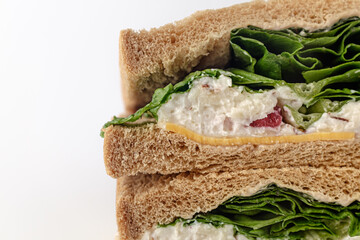Ricotta sandwich on a white background