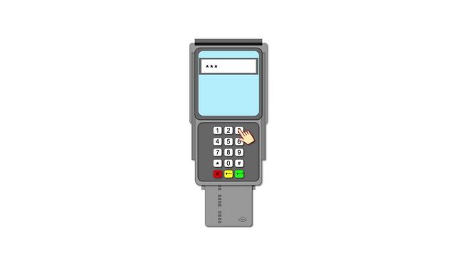 Payment terminal. Card payment. Animation on a white background.