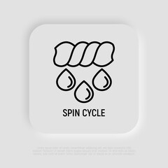 Spin cycle in washing machine. Thin line icon. Modern vector illustration.