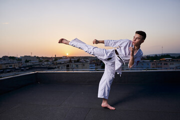 Teenager karate fighter