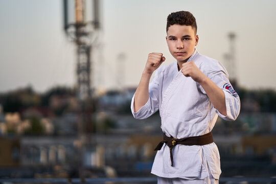 Teenager karate fighter
