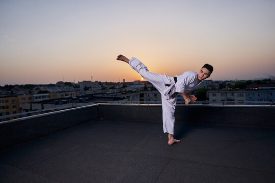 Teenager karate fighter