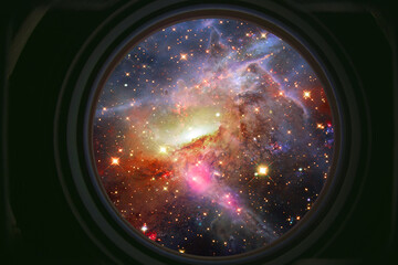 Highly detailed epic galaxy and stars. View from spacecraft. Elements of this image furnished by NASA.