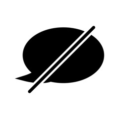 Do not speach. Icon message bubble in glyph style. No chat, dialogue, icon. Chat off. Forbidden symbol. Vector