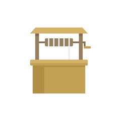 Wood water well icon flat isolated vector