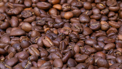 Fototapeta premium coffee beans texture, close up