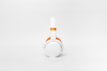 White Orange Headphone on White Background