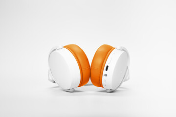 White Orange Headphone on White Background