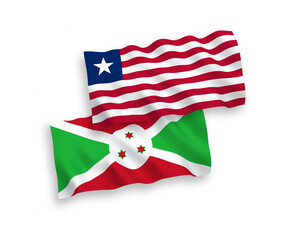 Flags of Burundi and Liberia on a white background