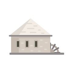 Building water mill icon flat isolated vector