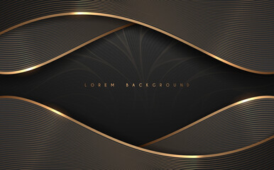 Abstract black and gold lines luxury background - 449174028