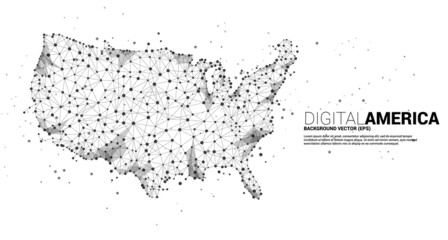 Vector United States map from Polygon dot connect line. Concept for America digital network connection.