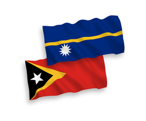 Flags of Republic of Nauru and East Timor on a white background