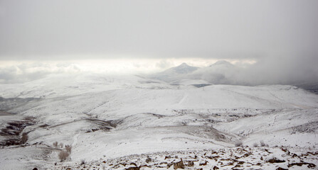 Snowy mountains. Beautiful nature view.