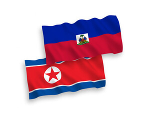 Flags of North Korea and Republic of Haiti on a white background