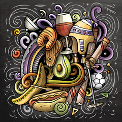 Chile cartoon vector doodle chalkboard illustration