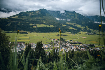 Aerial view of the mountains from Kaprun Austria.