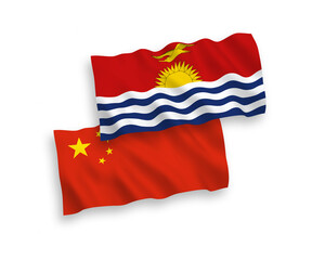 Flags of Republic of Kiribati and China on a white background