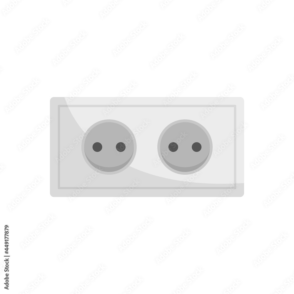 Poster double power socket icon flat isolated vector