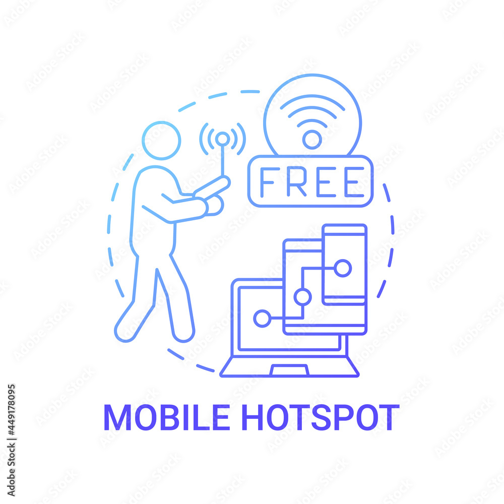 Poster mobile hotspot gradient blue concept icon. internet access point abstract idea thin line illustratio