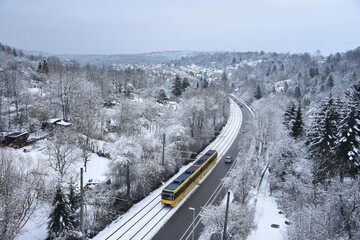 train in the snow
