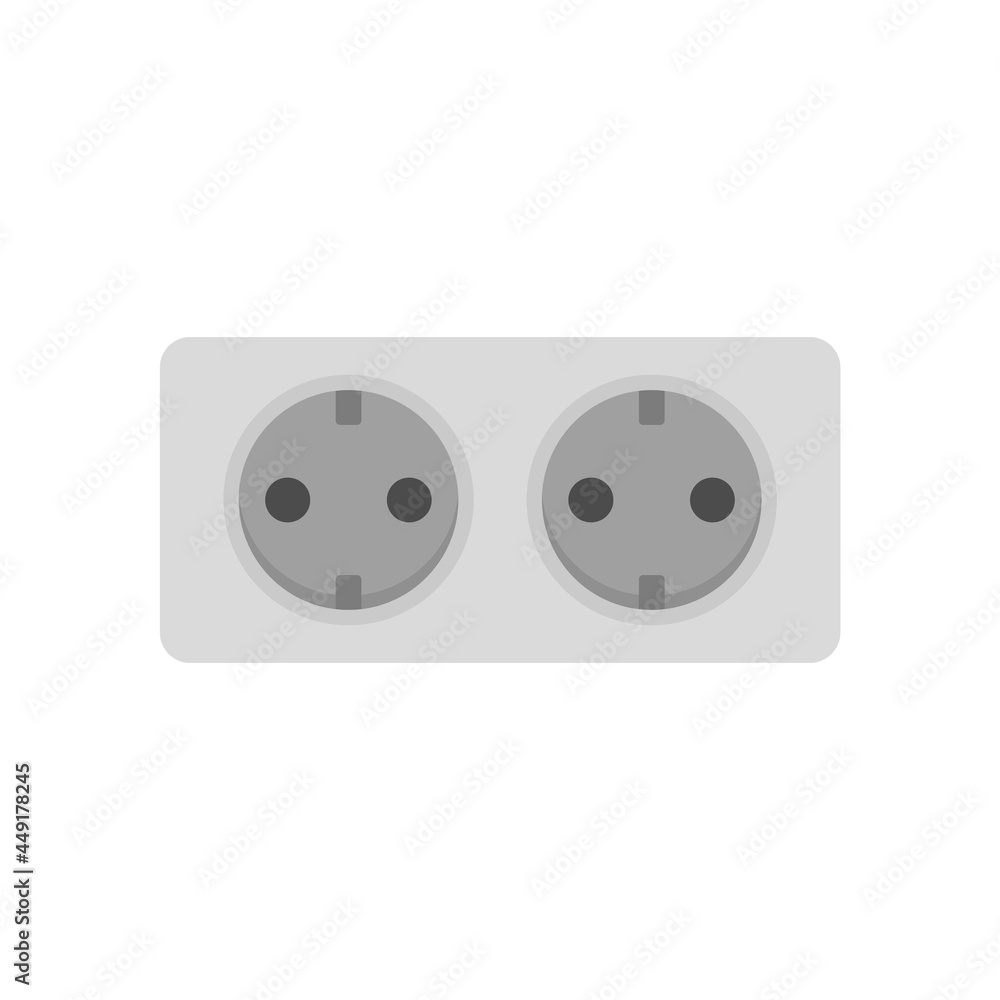 Poster double wall power socket icon flat isolated vector