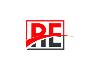 R E, RE Letter Logo Design